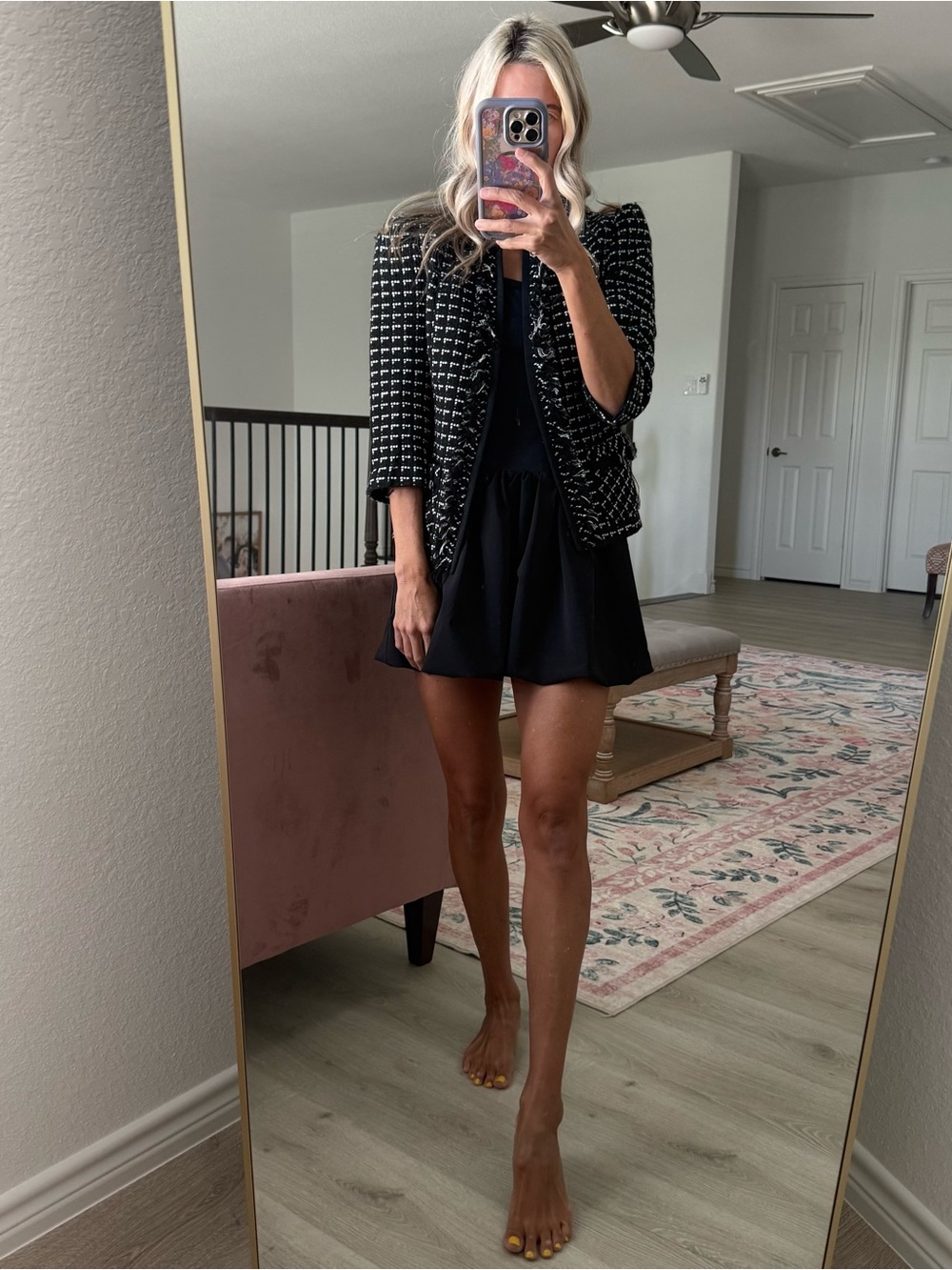 Tweed blazer black and white size xs